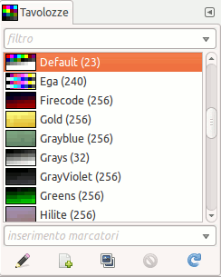 La finestra di dialogo «Tavolozze»