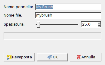 La finestra di dialogo «Nuovo pennello»