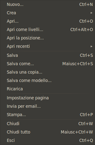 Il menu file