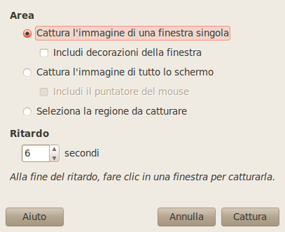 La finestra «schermata»