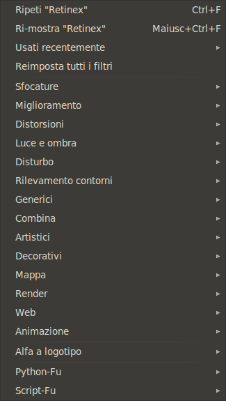 Il menu «Filtri»