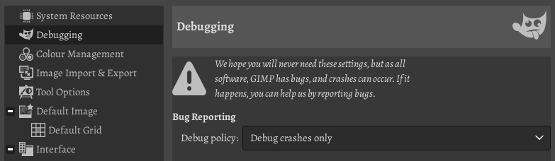 Debugging Settings Page