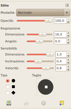 Opzioni dello strumento stilo