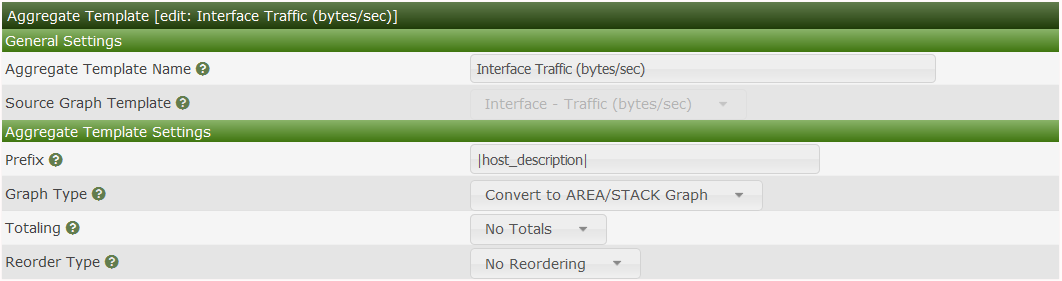 Aggregate Templates Edit General Options