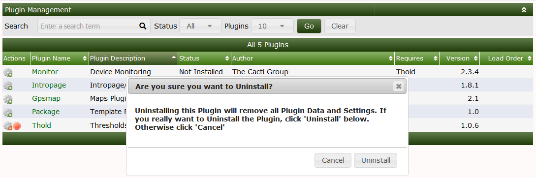 uninstall plugin