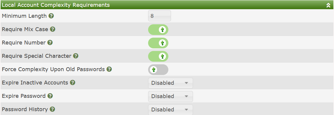 Local Complexity Settings