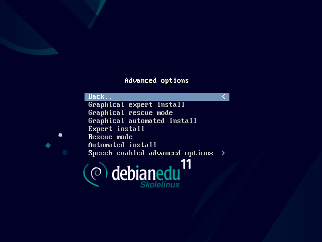 64-bit Installer advanced options screen 1