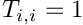 $T_{i,i} = 1$