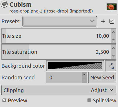 “Cubism” filter options