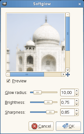 “Softglow” filter options