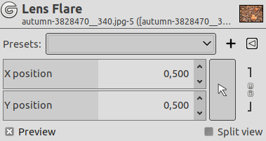 “Lens Flare” filter options