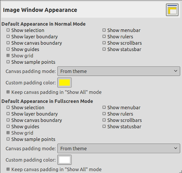 Image Window Appearance Defaults