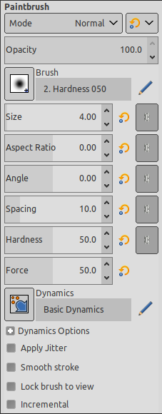 Paintbrush tool options