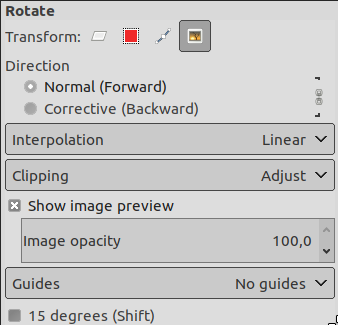 Rotation tool options