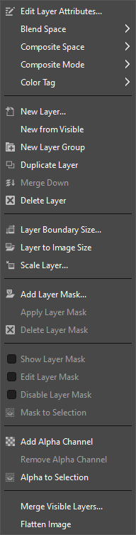 Context Menu for the Layers Dialog