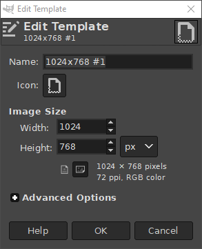 The Edit Template dialog