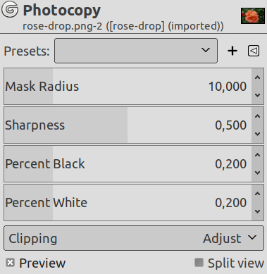 “Photocopy” filter options