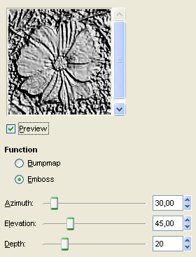 “Emboss (legacy)” filter options