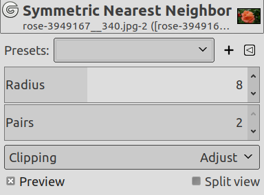 “Symmetric Nearest neighbor” filter options