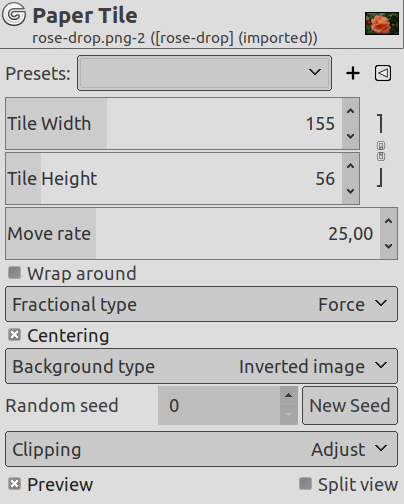 “Paper Tile” filter options