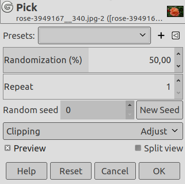 “Pick” filter options