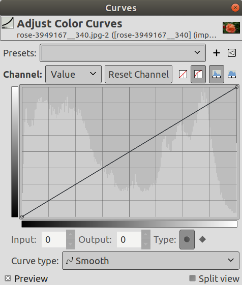 The “Curves” dialog