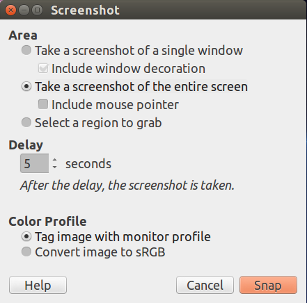 The “Screenshot” window