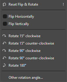 The “Flip & Rotate” submenu