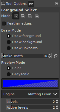 “Foreground Select” tool options