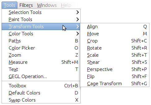 Menu for “Flip an Image”