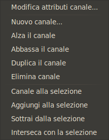 Menu dei canali