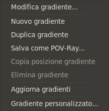 Il menu dei gradienti