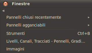 Il sottomenu «finestre» e la sua versione staccata