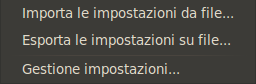 Menu preimpostazioni