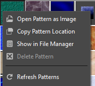 Patterns Context Menu