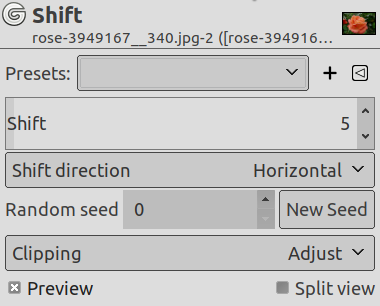 “Shift” filter options