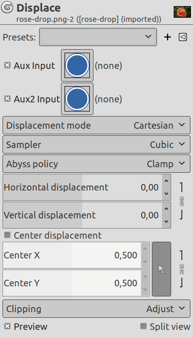 Displace filter options