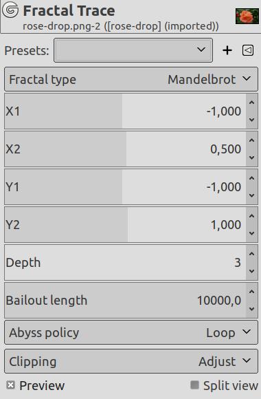 “Fractal trace” filter options