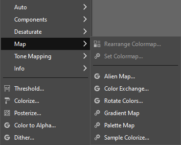 The “Map” submenu