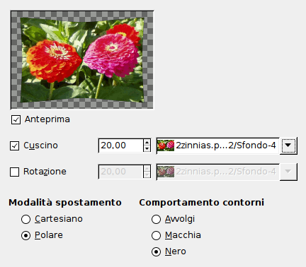 Opzioni del filtro «Sposta» (polare)