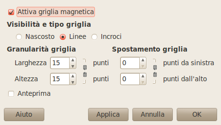 Opzioni della griglia