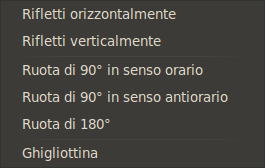 Il sottomenu «Trasforma» del menu «Immagine»