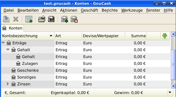 vorgegebene Ertragskonten