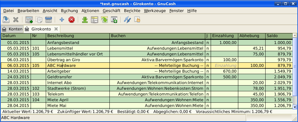 Das Kontenblatt Girokonto