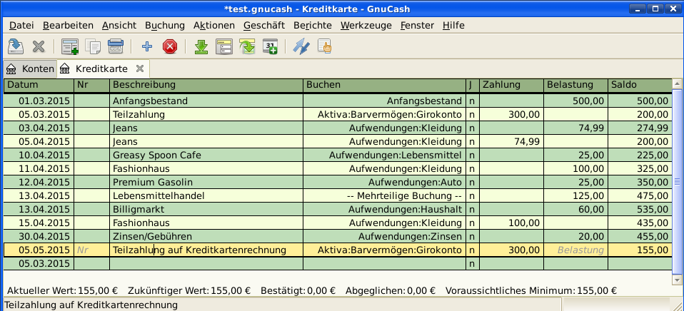 Abgleichen und Zahlung