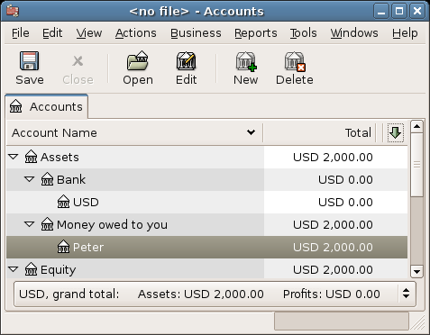 Chart of Accounts after lending money