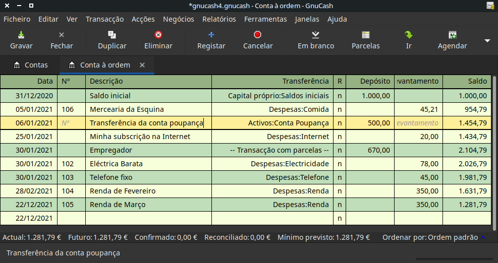 O diário da conta à ordem