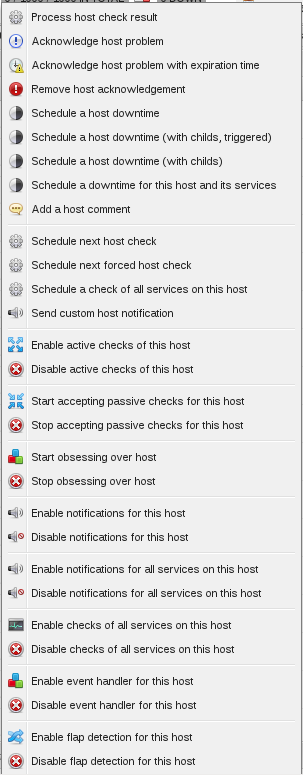 Icinga Web host commands