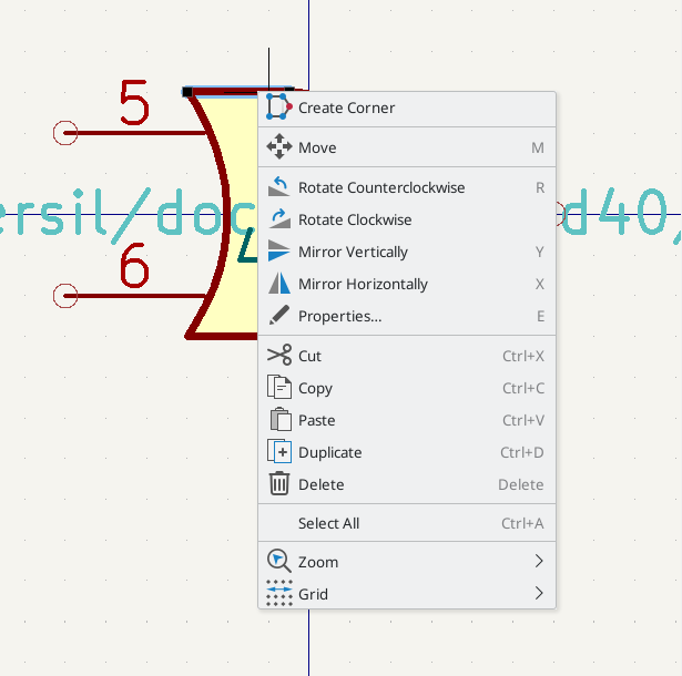 Graphic line context menu