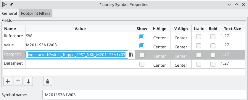 switch footprint set as default for symbol